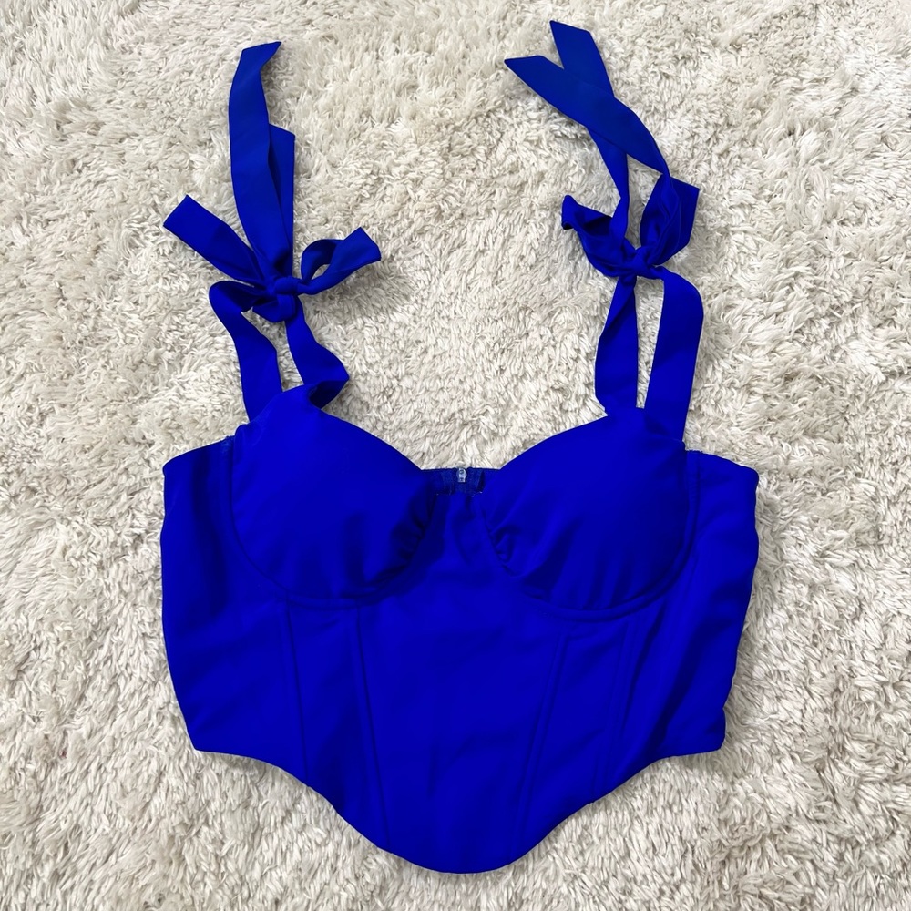 Tie Shoulder Bustier Bandana Crop Corset Top